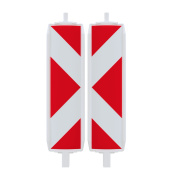 Plastic traffic panel type 60 | film RA2/B, arrowed | on both sides indicating right / left | red / white